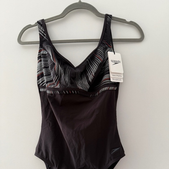 NEW Speedo Sculpture Body Shaping One-Piece Swimsuit, Black/White, Size 8 - Picture 3 of 8